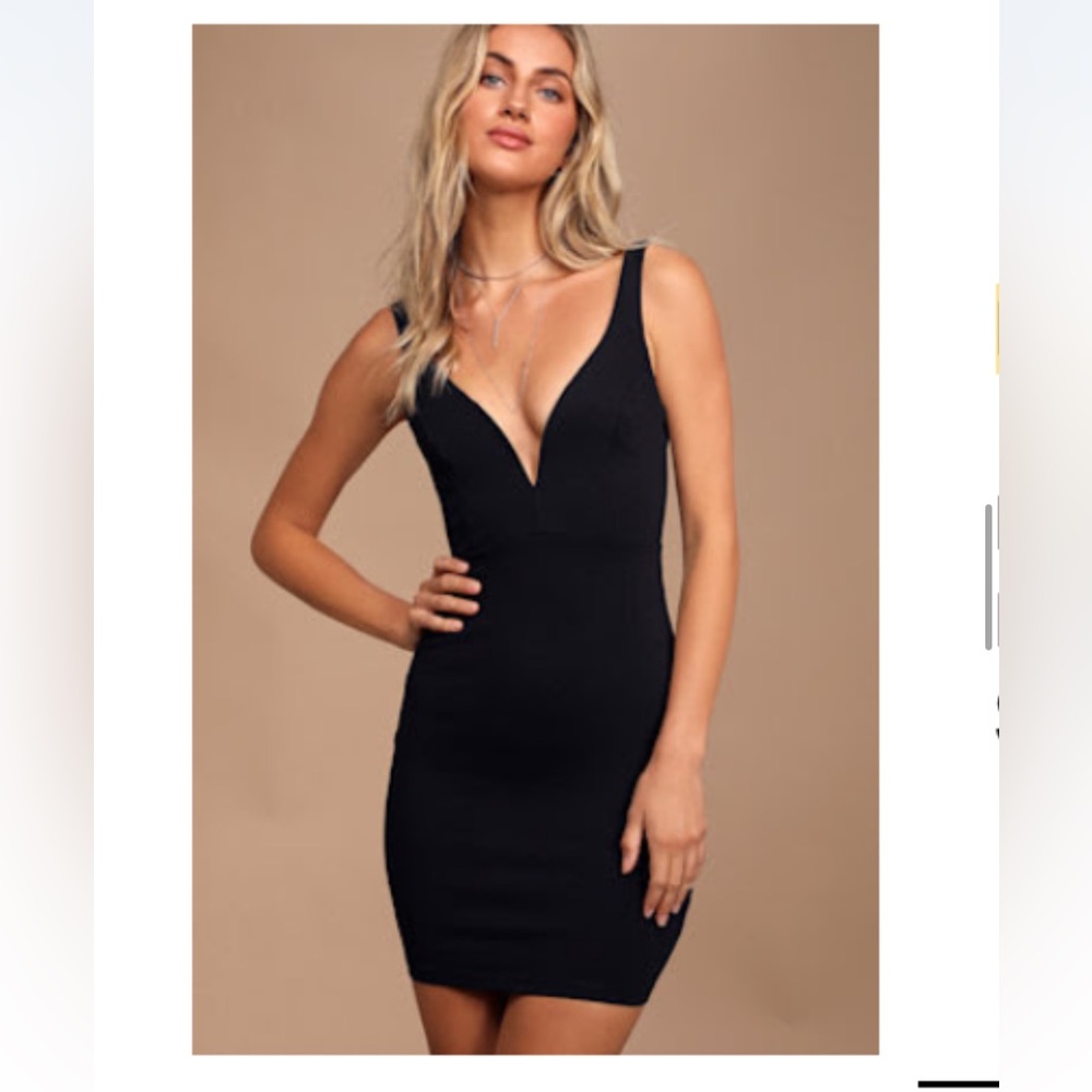 Lulu's Black V-Neck Bodycon Mini Dress